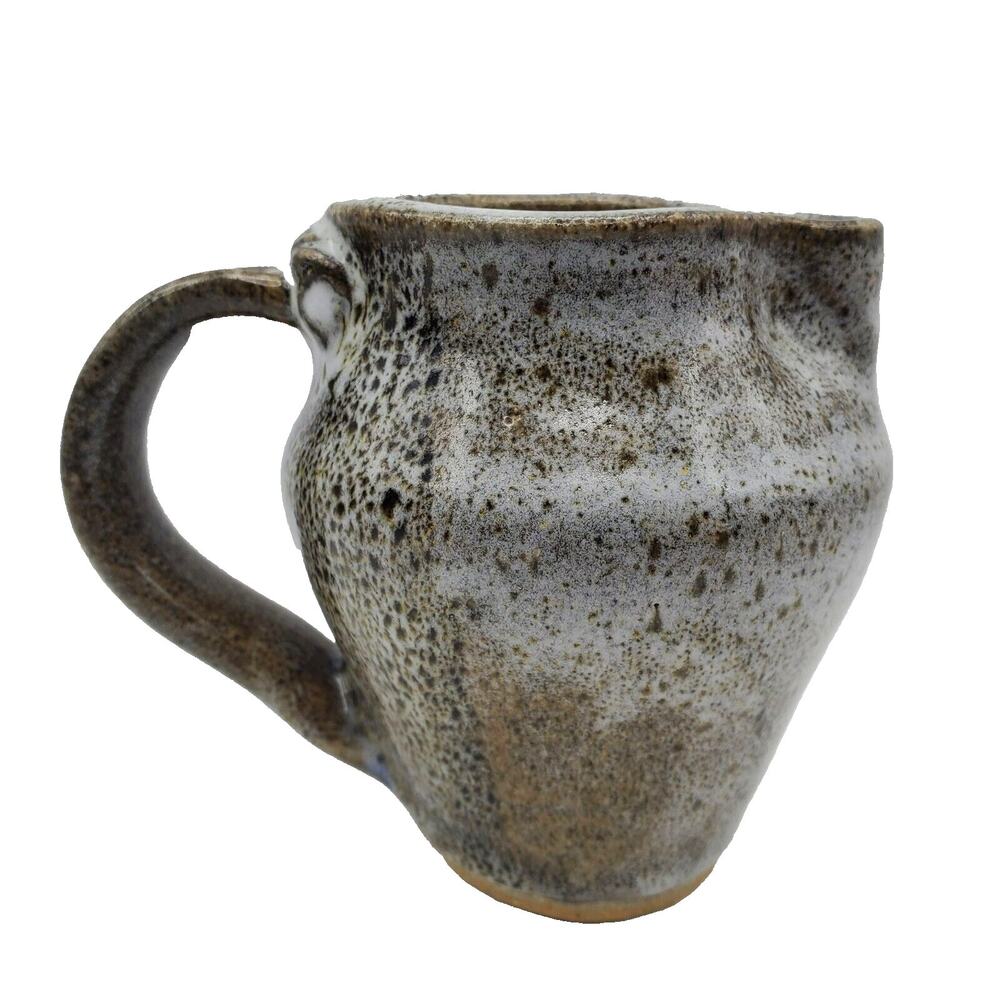 Vintage Studio Art Pottery Jug Creamer Rustic Gray Speckled Handmade Ceramic